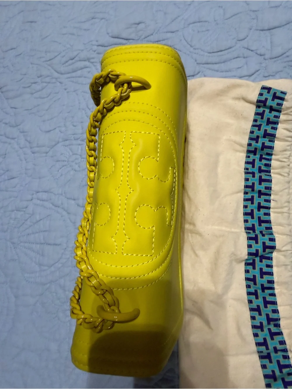 Tory Burch, Quilted Yellow Chain Strap Crossbody Bag